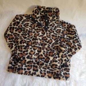 J.Crew Polartec® sherpa fleece Leopard Pullover, S